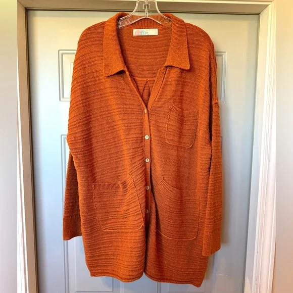 Free People Day Dreaming
Cardigan Sweater Cotton Knit
Slouchy Dad Casual Rust M - Picture 6 of 10